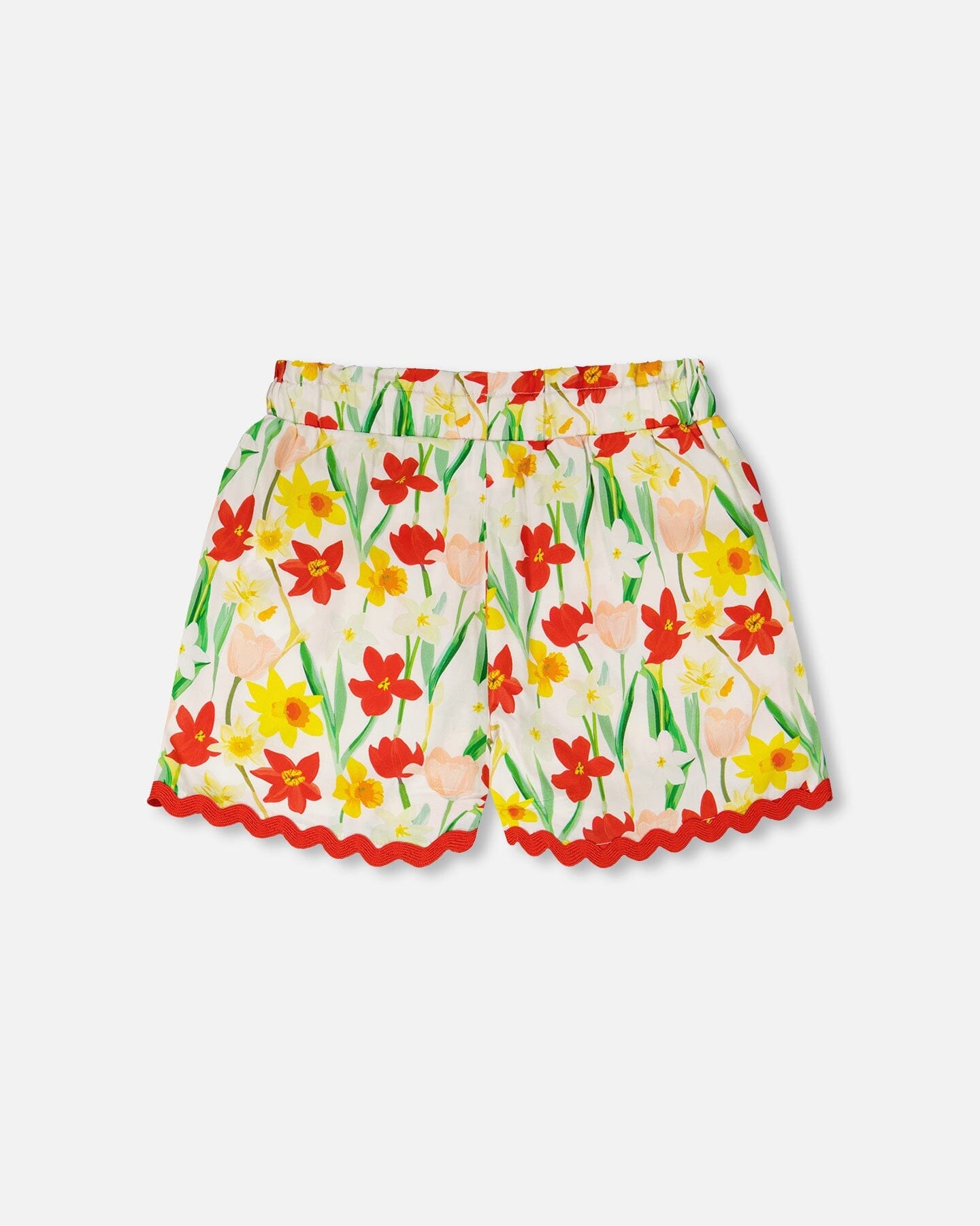 Viscose Shorts White Daffodil Print - Image 4