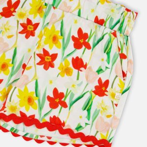 Viscose Shorts White Daffodil Print - Image 5