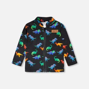 3-In-1 Two-Piece Mid-Season Outerwear Set Black Dinosaur Print - Image 5