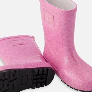 Rain Boots In Natural Rubber Pink Glitter - Image 3