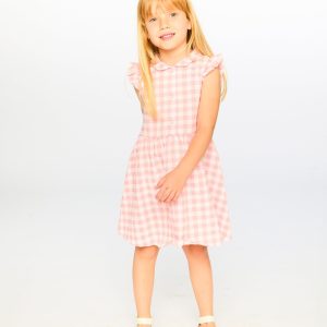 Sleeveless Button Down Dress Pink Gingham - Image 2