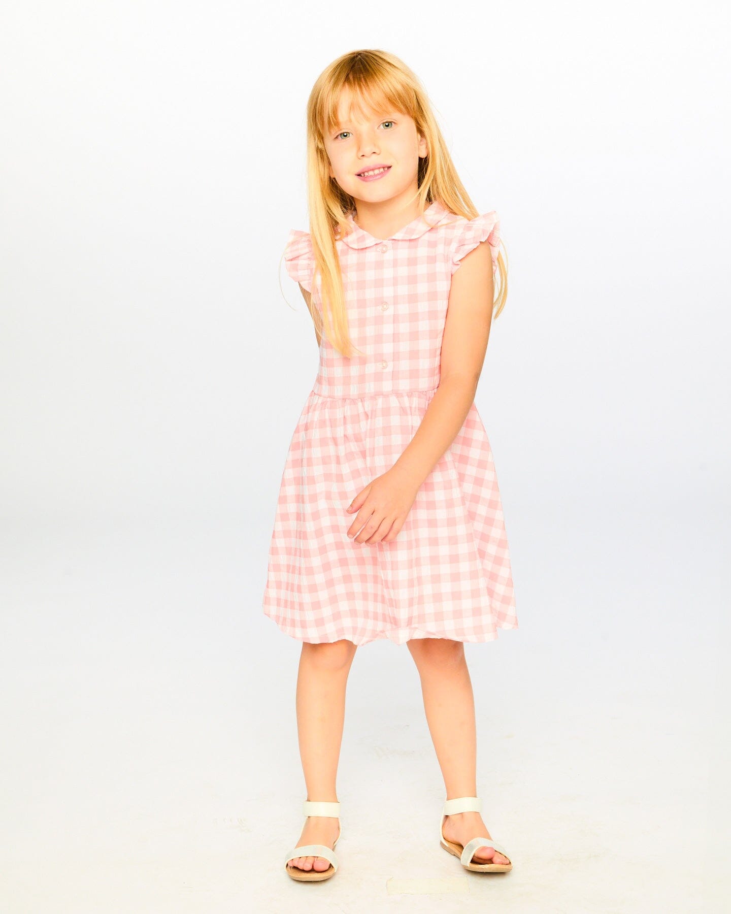 Sleeveless Button Down Dress Pink Gingham - Image 2