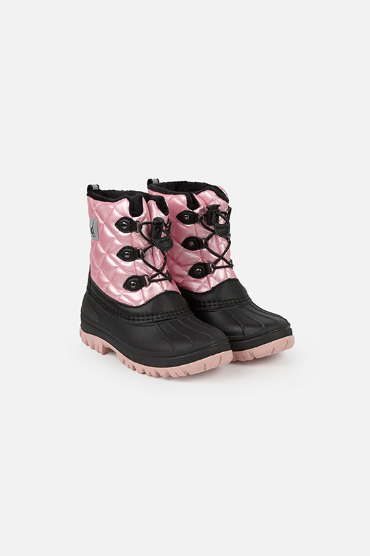 Quilted Winter Boots With Polar Fleece Lining Pale Dusty Pink