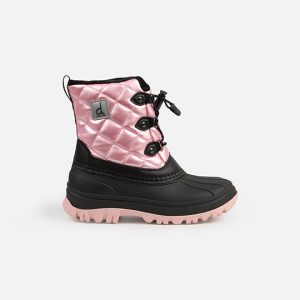 Quilted Winter Boots With Polar Fleece Lining Pale Dusty Pink - Image 3