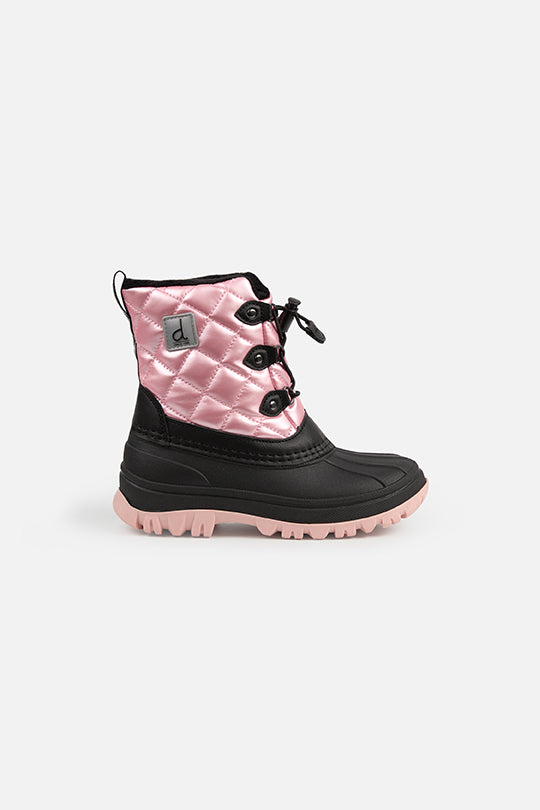 Quilted Winter Boots With Polar Fleece Lining Pale Dusty Pink - Image 3