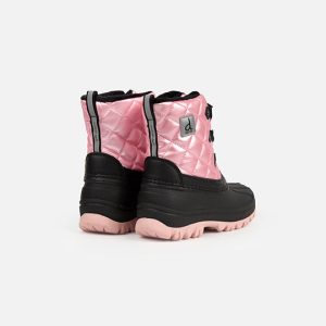Quilted Winter Boots With Polar Fleece Lining Pale Dusty Pink - Image 2