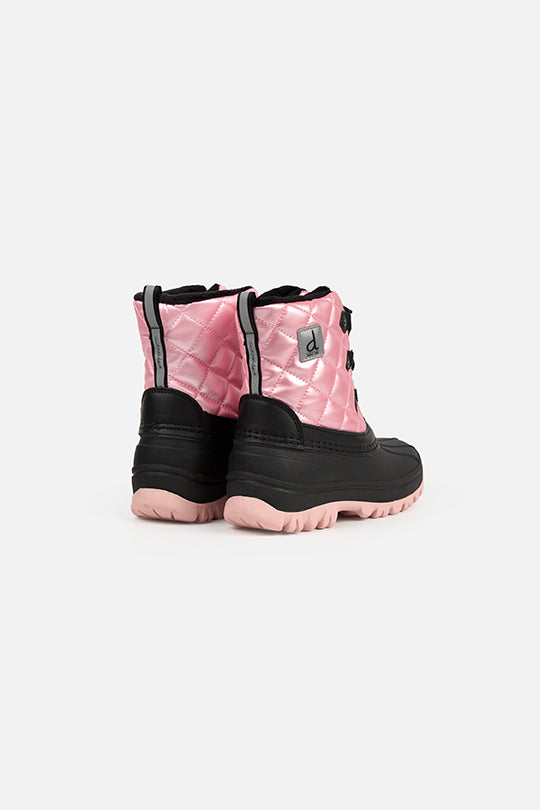Quilted Winter Boots With Polar Fleece Lining Pale Dusty Pink - Image 2