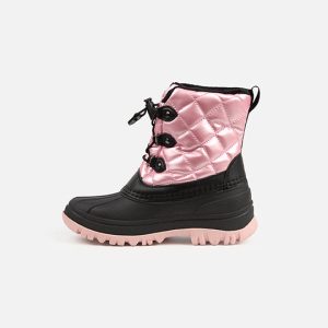 Quilted Winter Boots With Polar Fleece Lining Pale Dusty Pink - Image 4