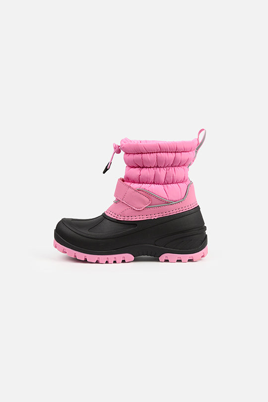 Deux par Deux dusty pink winter boots with thermal rubber feet, fleece lining, and chunky treads for –30°C protection